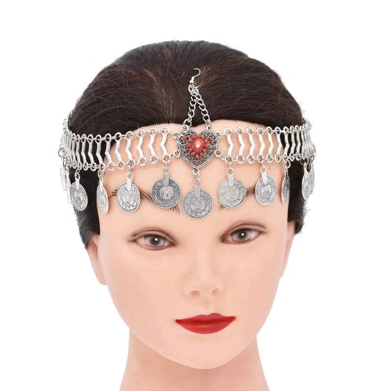 Эthnic hair accessory, headband, coins, ethnic style, micro incrustation, boho style