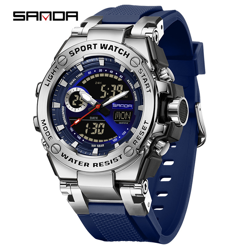 SANDA Europa y América tendencia ocio negocio reloj hombre reloj multifuncional reloj de alarma cronómetro nocturna reloj electrónico LED