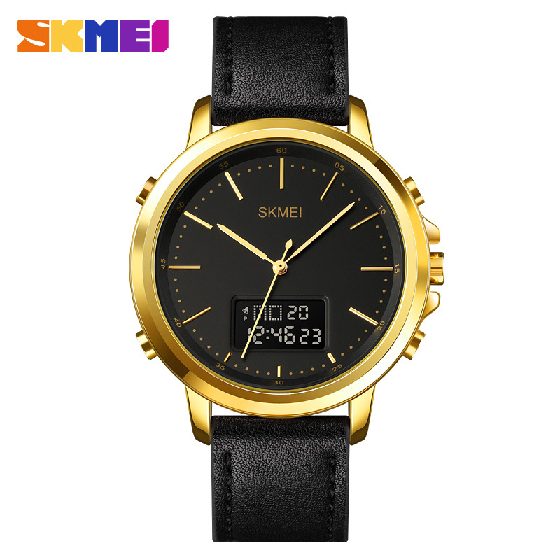 Skmei 1652 simple creativo reloj de los hombres europeos y americanos negocios trabajo doble pantalla electrónica reloj luminoso