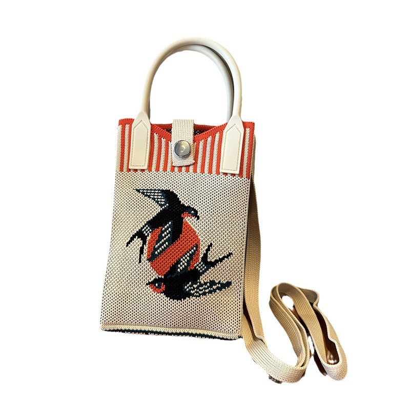 Chaleco de punto, bolso de mano, flor de golondrina de verano y otoño, chaleco conveniente, bolso de mano, bolso de muñeca, bolso de viaje de trabajo