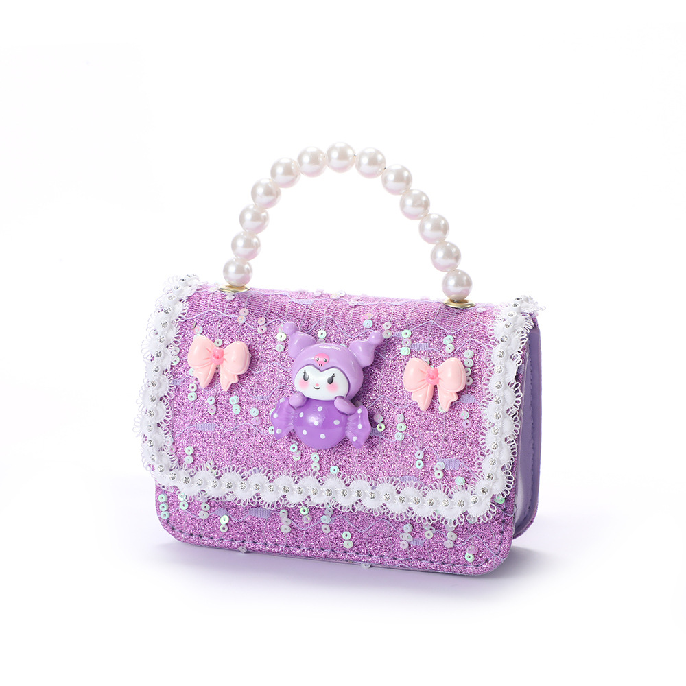 Bolsos infantiles, bonitos y divertidos, bolso de perlas para niñas, tarjetero de almacenamiento de la pequeña princesa Kuromi, monedero, mini
