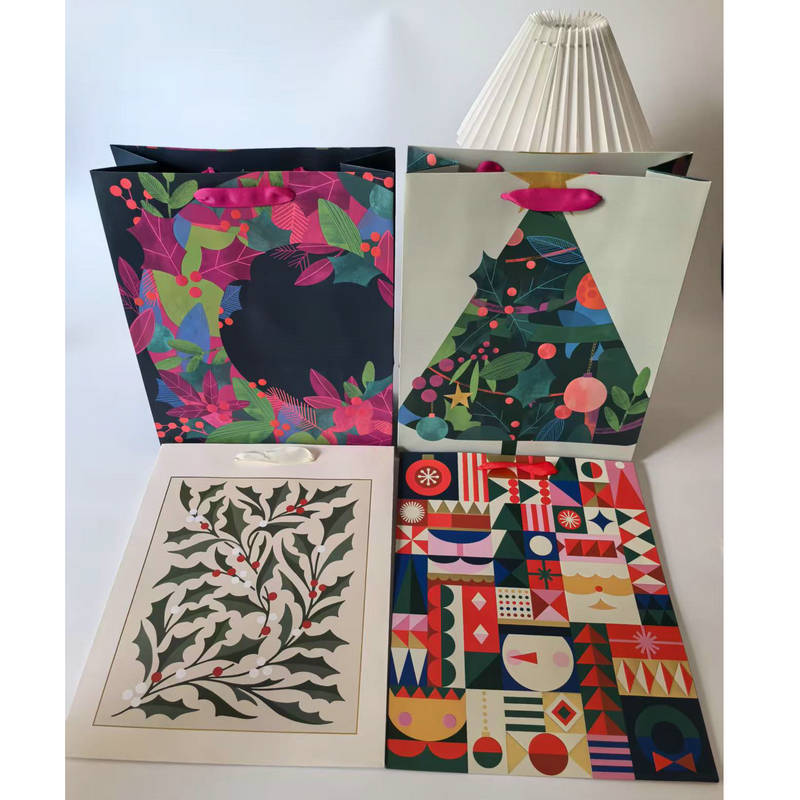 简约高级感礼品购物袋可定 制印logo烫金工艺服装店复古礼品袋