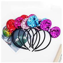 猫耳朵亮片头箍饰品 儿童派对礼物海绵头箍 双面鱼鳞大号百搭发箍