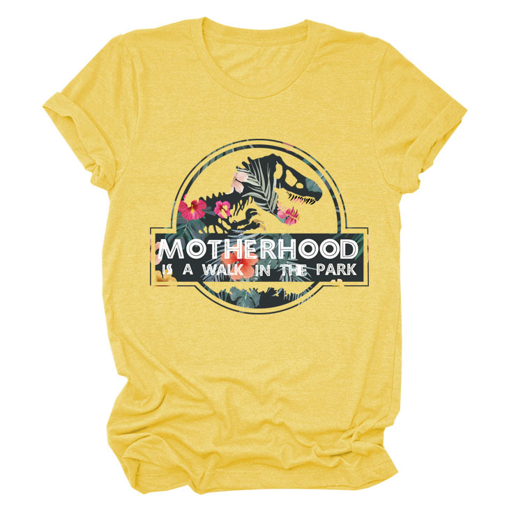La maternidad es un paseo por el parque Amazon más tamaño cuello redondo Carta europea y americana camisa de manga corta