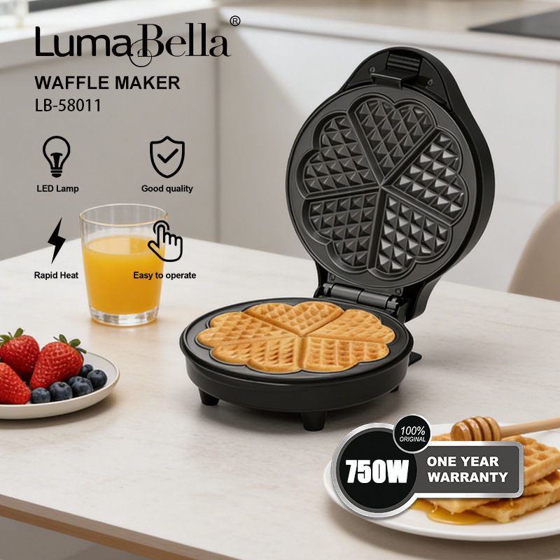 Foreign Trade Lumabella58011 Waffle Machine Home Breakfast Machine Heart-Shaped Waffle Bread Frying Machine
