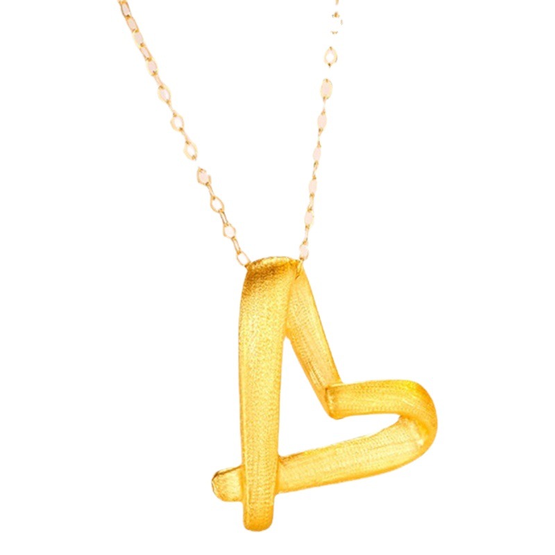 Vietnam Sand Gold Love Pendant Brass Gold Plated Heart Necklace Fashion Women's Valentine's Day for Girlfriend