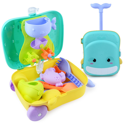 New children's summer beach toy set Whale luggage trolley case summer sand shovel outdoor water toy