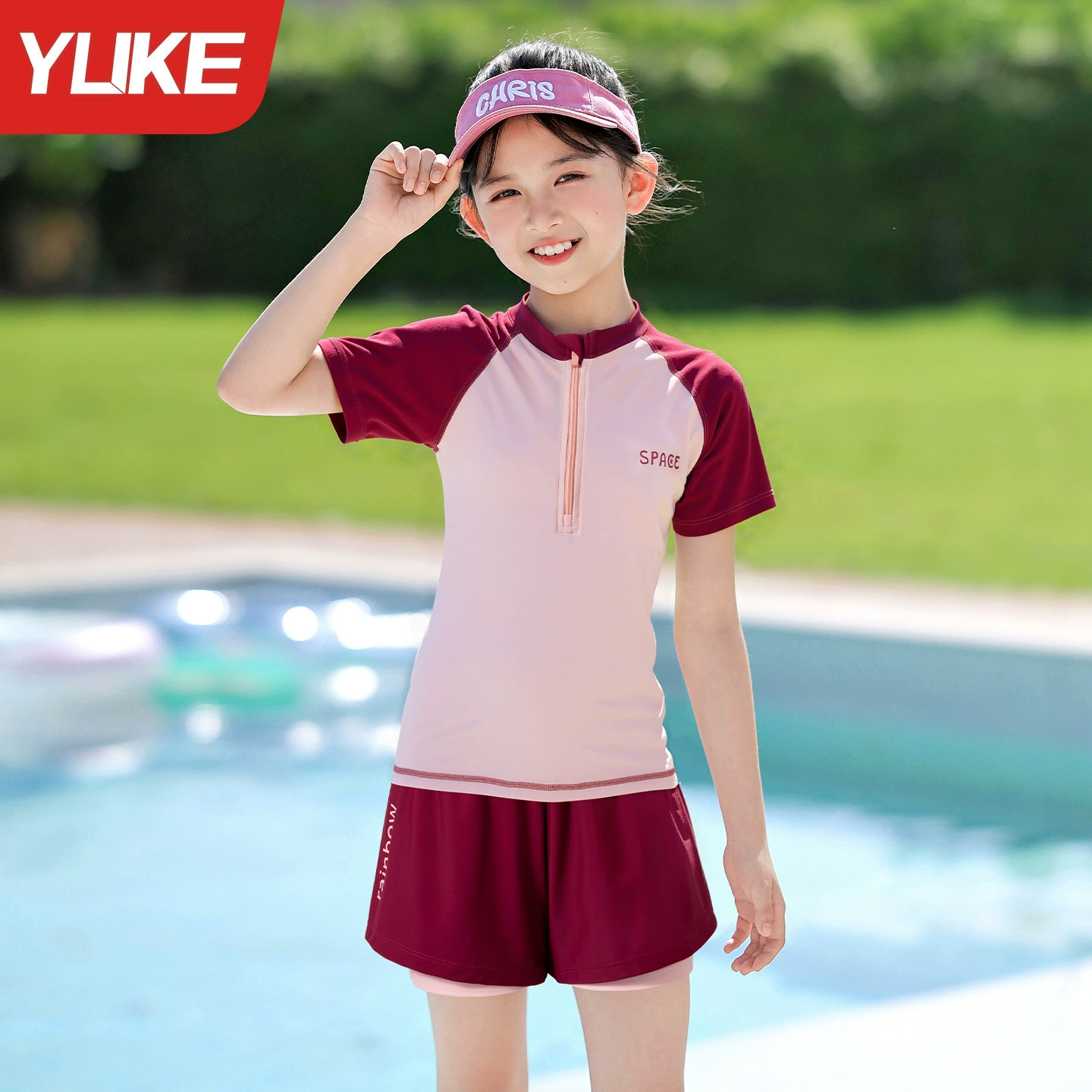 Детский купальник для девочек, разделенный профессиональный тренировочный купальник для девочек, учащихся средних школ, 2025, новый солнцезащитный купальник