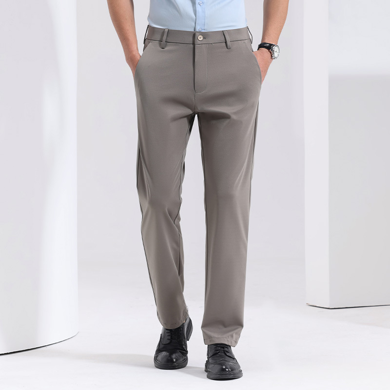 Summer Mulberry Silk Casual Pants Thin Long Straight-Leg Commuter Men's Light Business Dress Pants for Young and Middle-Aged Men