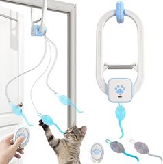 厂家直销亚马逊专供遥控电动猫玩具门夹溜溜球上下伸缩老鼠弹力绳