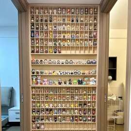 盲盒收纳盒实木可挂墙泡泡玛特展示盒茉莉娃娃展示柜手办公仔木盒