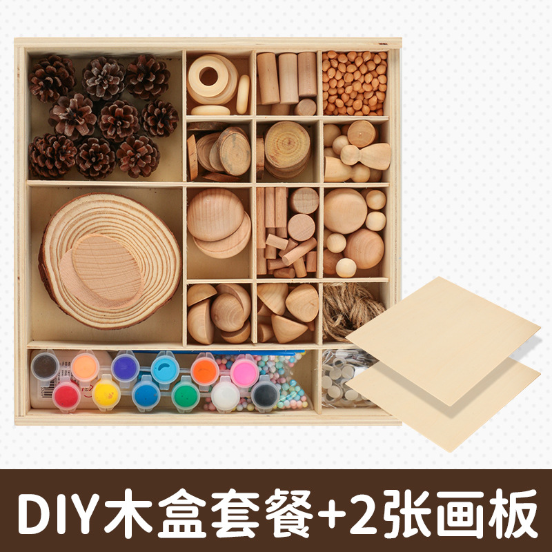 Caja de madera hecha a mano creativa de bricolaje (caja de papel kraft)