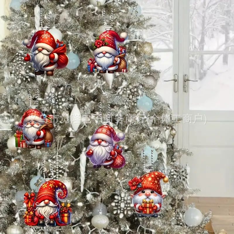 Navidad dibujos animados árbol de Navidad viejos transfronterizos nuevos colgantes de decoración de automóviles planos acrílicos