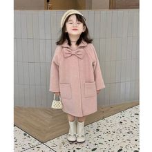 女童双面呢大衣秋装2024新款洋气儿童小香风宝宝粉色羊绒呢子外套