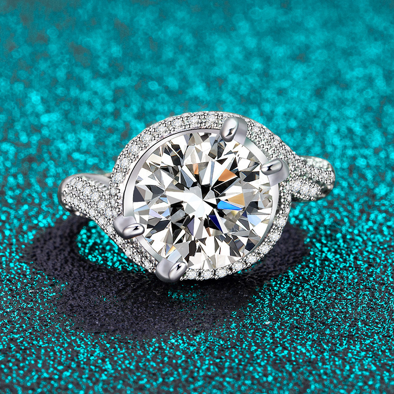 Simulation Eight Heart and Eight Arrows Moissanite 5 karat Fashion Opening Ring Women's Micro-inlaid Full Diamond Engagement Wedding Ring Ins