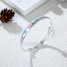 天真活泼童镯足银9999纯银宝宝手镯小孩满月实心儿童草莓镯子礼物