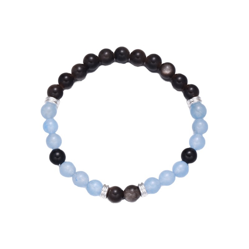 Nuevo estilo chino de vacaciones al mar primavera y verano pequeña fresca imitación de anabavia obsidiana piedra natural pulsera de cuentas pulsera mujer