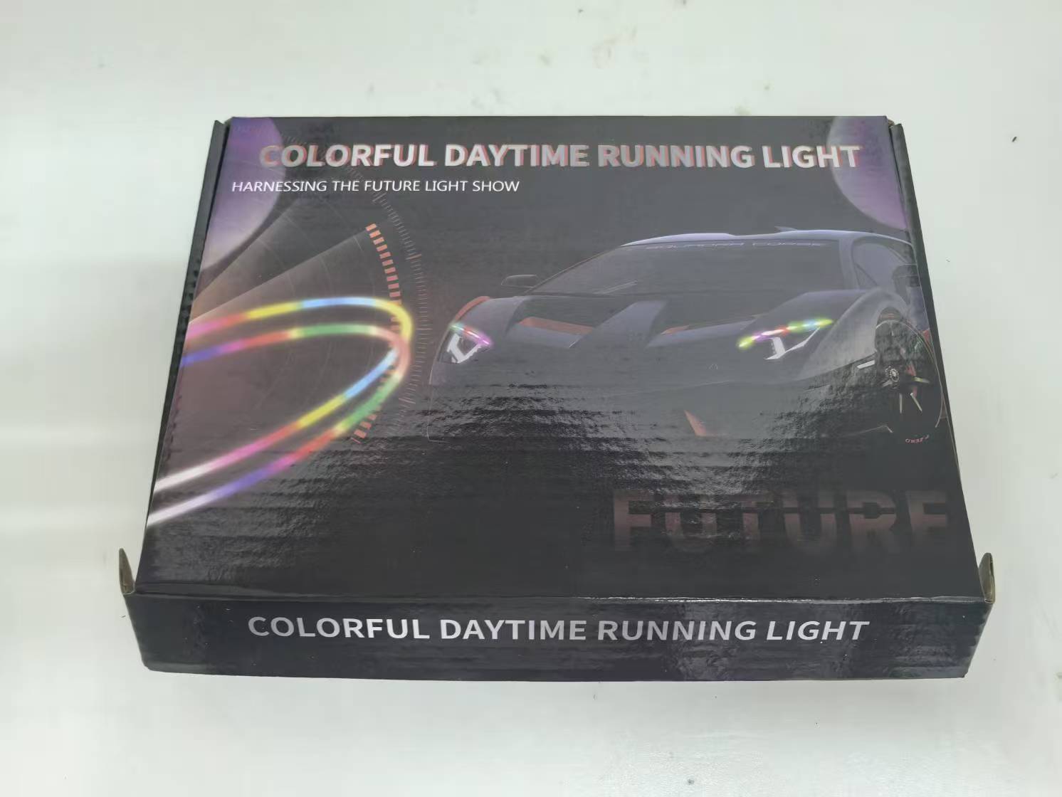 Car LED light bar ultra-thin daytime running light APP mobile phone control magic color light guide two-color running water with steering driving light