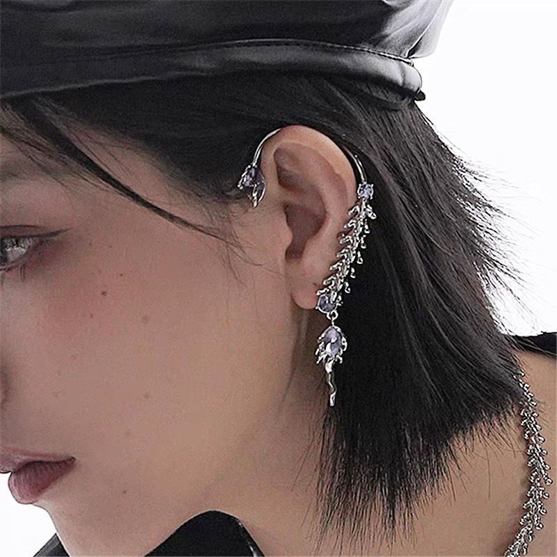 Title 2, S925 Silver Needle Wheat Ear Asymmetric Earring...