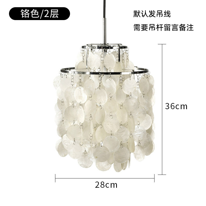 Diámetro 28cm - Cuerpo de la lámpara de cromo + concha blanca