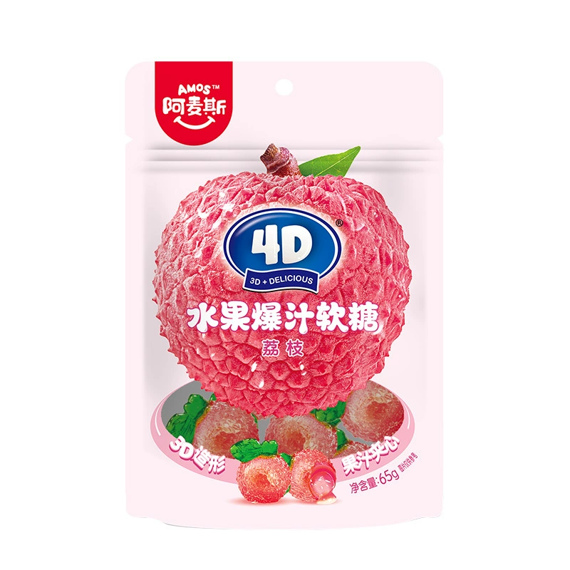 Жевательные конфеты Amis 4D, фруктовые соковые желейки, 65 г, ассорти