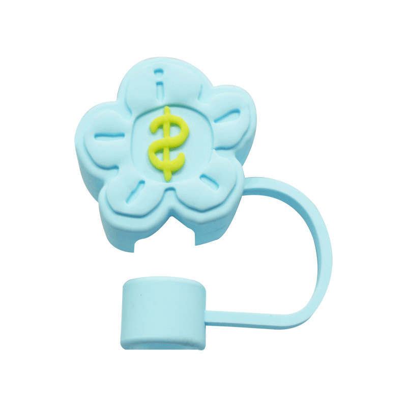 Capas de paja de goma blanda transfronteriza, cubierta de paja de goma blanda, tapón de polvo, capas de paja de dibujos animados lindos reciclables