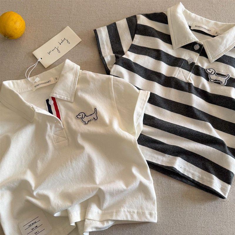 Children's Summer Polo Shirt, Boys and Girls, Japanese Cartoon Puppy Trendy Brand Polo Shirt, Baby Boys' Casual Short-Sleeve T-Shirt