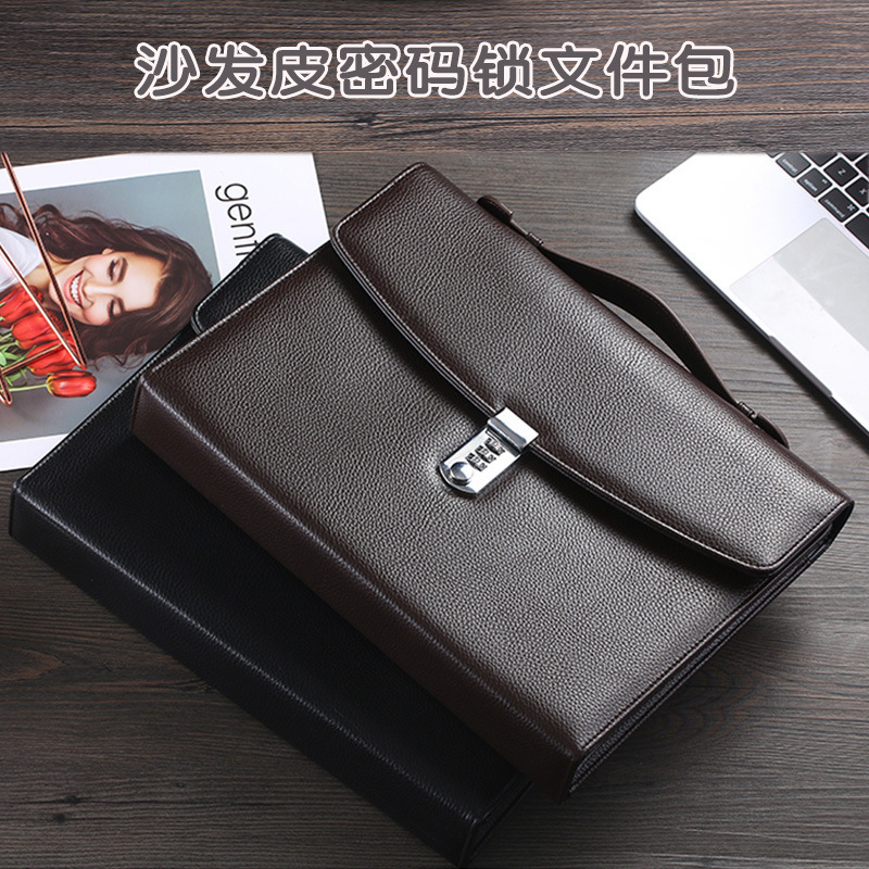 A4 password lock large empty briefcase confidential file bag file bag folder handbag computer bag lawyer bag
