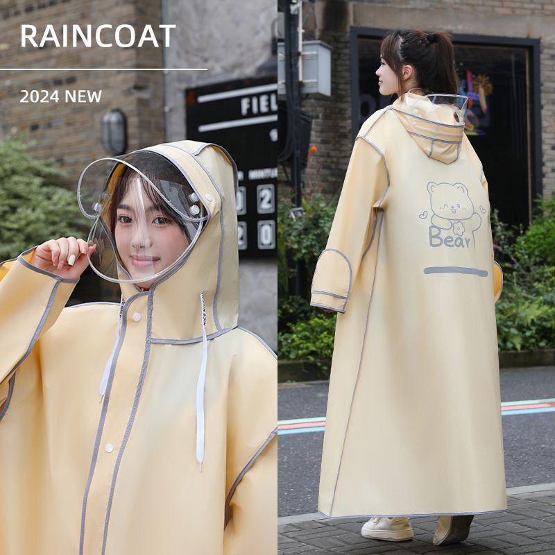 Raincoat Women's New Full-Body Thickened Single Long Adult Rainproof Student Male Fashion Cycling Poncho