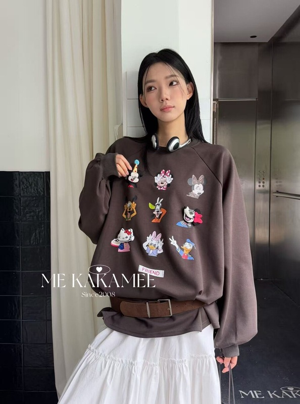ME KAKAMEE十三行秋季美式趣味九宫格卡通MQ大版百搭卫衣女 8913|undefined