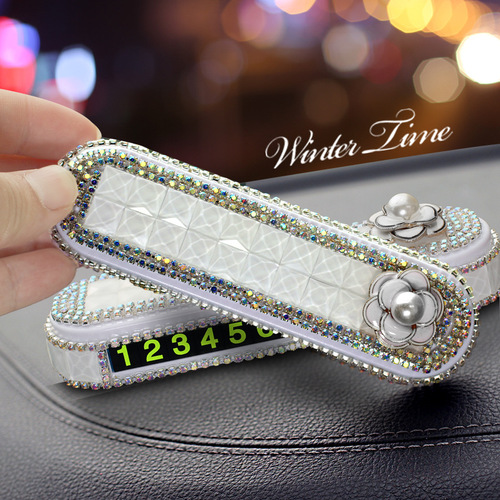 Diamond-encrusted temporary parking number plate, luminous car moving mobile phone number plate, creative car-mounted high temperature resistant number plate