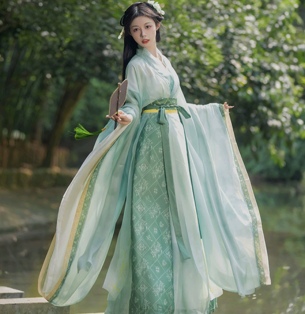 Yunzhuangge оригинальный [Qingyu] Wei Jinfeng Hanfu женский перекресток Guangxian северная и южная юбка с разрывом талии костюм феи
