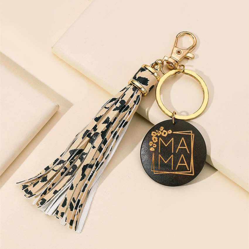 17g Weight Keychain Classification 1 Piece Quantity Casual, Holiday, Daily Occasion Pu Leather Material Mother'S Day Festival Letter, Tassel Pattern Unisex Gender Modern Style Style Modern Style Letter Tassel Pu Leather Mother'S Day Unisex Keychain 17