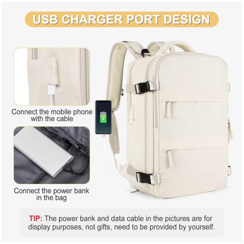 Spot al por mayor Amazon nueva bolsa de viaje USB recargable de gran capacidad doble cremallera mochila casual
