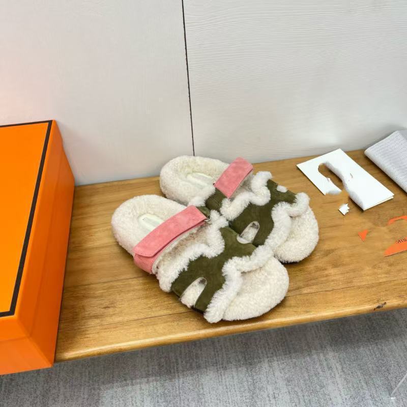 魔术贴厚底毛毛拖鞋女外穿秋冬新款皮毛一体保暖真皮泰迪二舅拖鞋|undefined