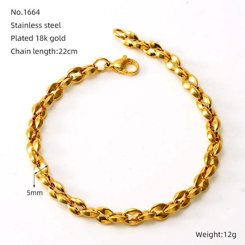 Muñeca de acero inoxidable hip-hop de moda europea y americana, diseño exagerado de acero de titanio chapado en oro, joyas de mano unisex