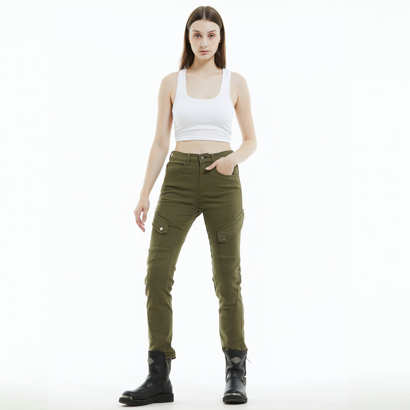 VOLERO motocicleta mujer Caballero ejército verde ropa de trabajo pantalones de montar retro casual motocicleta incorporado equipo de protección de silicona