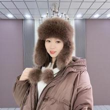 （加绒里衬）2024冬季时尚网红雷锋帽冬季女生毛毛加厚款保暖帽防