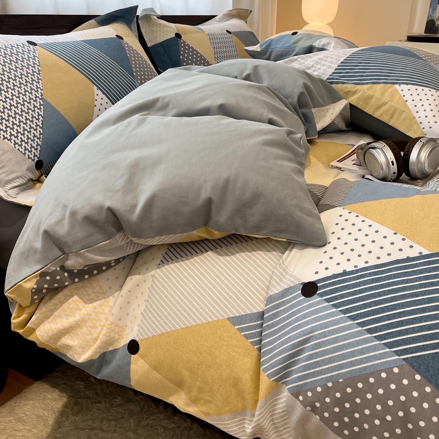 Algodón grueso de cuatro piezas, sábanas de algodón lavado con agua, dormitorios de estudiantes, tres piezas