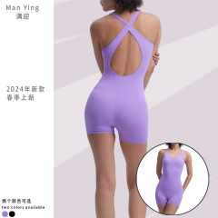 新品春季裸感美背高強度健身運動跑步瑜伽服可外穿帶胸墊一件代發