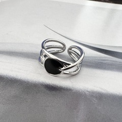 Retro Silver-plated Unregular Enamel Droplet Lacquer Multi-layer Line Ring for Women, Unique Design, Openable and Adjustable for Index Finger