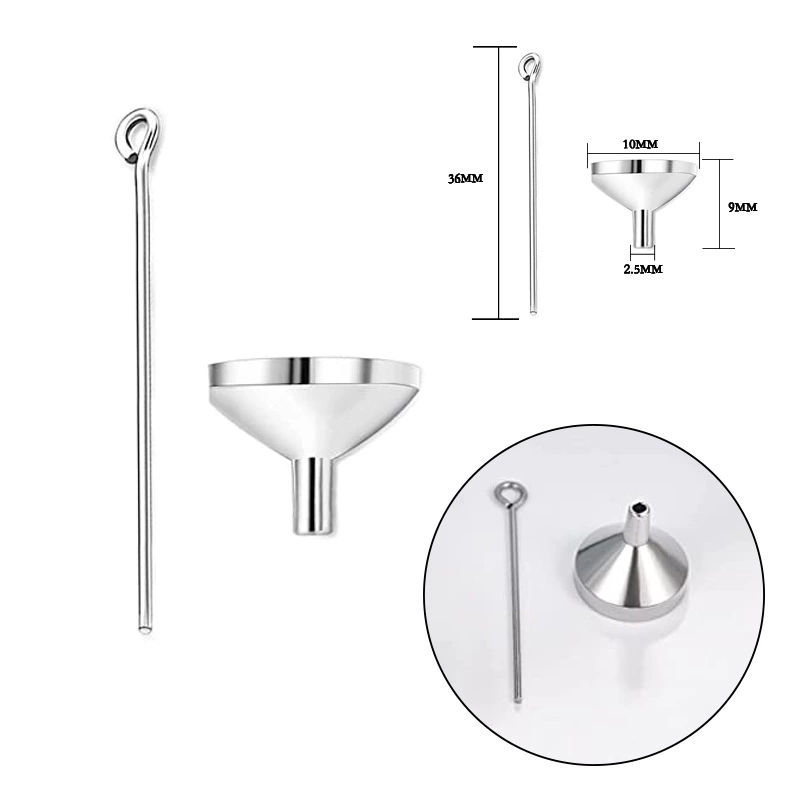 Flask funnel stainless steel, pendant, small perfume, gouache, powder, container, (Physicals)