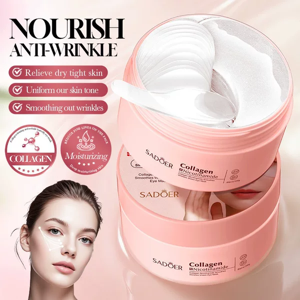 Cross-border in-stock eye mask SADOER Collagen Niacinamide Anti-Wrinkle Brightening Eye Mask Direct sales from foreign trade factory