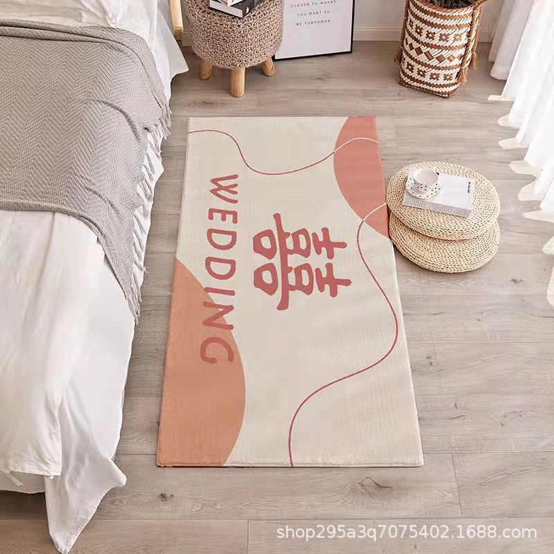 Китайский стиль свадебное красное hi-символ bedroom imitation cashmere плед у двери прихожей, нескользящий влагопоглощающий ковер
