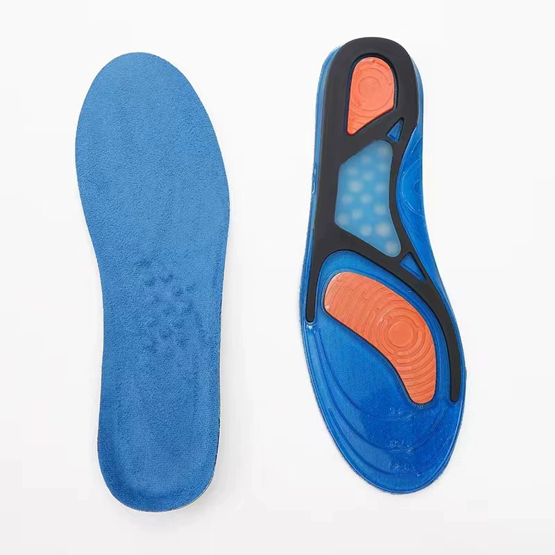 Утолщенная силиконовая стелька из TPE, мягкая и удобная амортизирующая с медленным отскоком Четырехцветная спортивная стелька для отдыха с массажными шариками