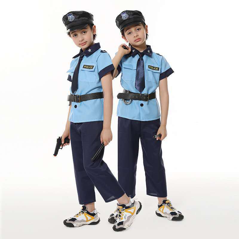 Traje de policía para niños de venta caliente transfronterizo Traje de rol de fiesta de Halloween Traje de actuación de Interpol para niños
