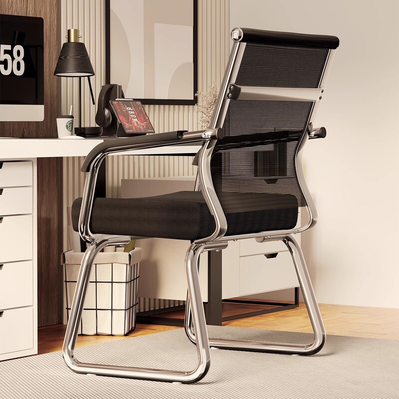 Comfortable office chair for long-term sitting, conference chair, student dormitory bow-shaped mesh mahjong chair, computer chair, home-use backrest stool Comfortable office chair for long-term sitting, conference chair, student dormitory bow-shaped mesh mahjong chair, computer chair, home-use backrest stool