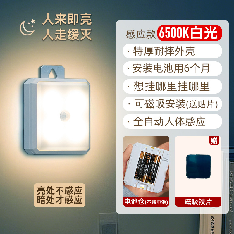 【color box ear-hanging packaging】square smart sensor light | white light
