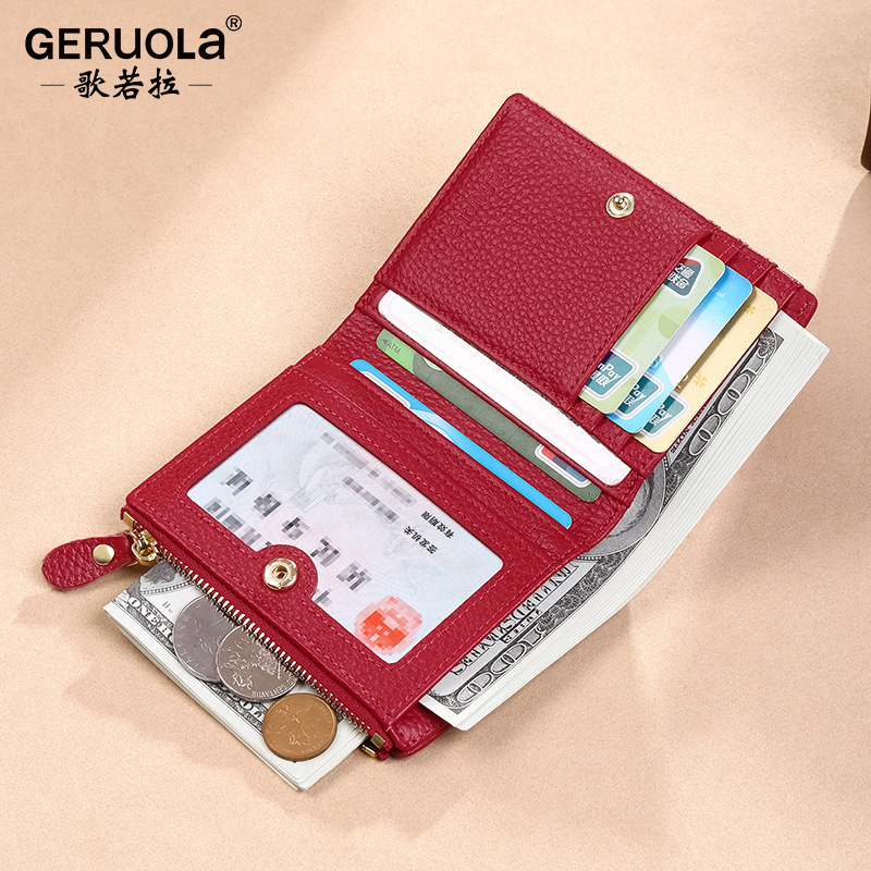 Cartera para mujer 2025 cuero ins para mujer, bolso para tarjeta de cambio para mujer, billetera corta de sentido avanzado, wallet ultrafino