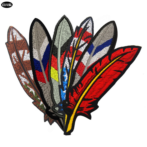 Taifeng cross-border cloth label element feather embroidery armband Velcro seal United States, France and Russia bag seal